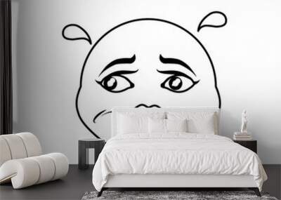 Concerned cartoon face icon vector illustration graphic design Wall mural