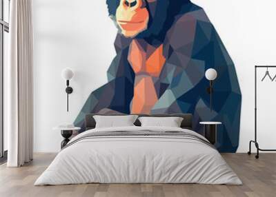 Cute monkey sitting in tropical rainforest background Wall mural