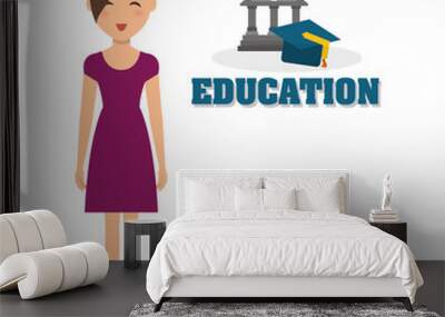 Education design. University icon. Colorfull and isolated illust Wall mural