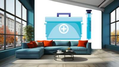 first aid kit with tube test isolated icon Wall mural