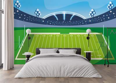 football stadium with lights, soccer game american Wall mural