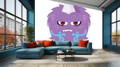 funny monster with horn comic character Wall mural