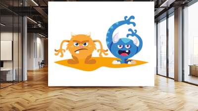 funny monsters couple comic characters colorful Wall mural