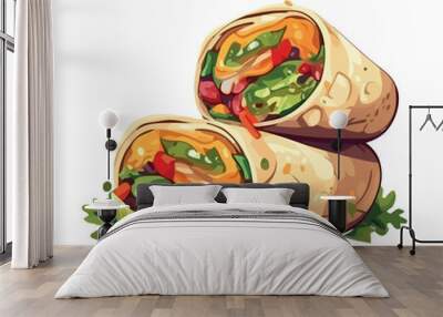 Gourmet taco meal with fresh meat and vegetables Wall mural