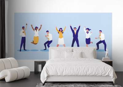 group of people business celebrating success, successful business team Wall mural