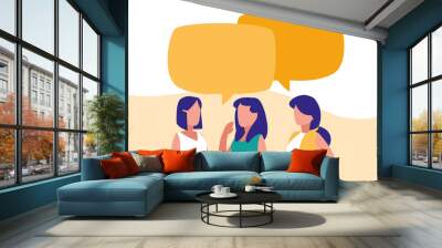 group of women talking characters Wall mural