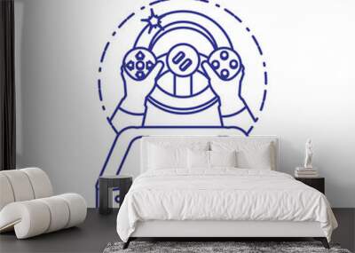 hands using video game car wheel control Wall mural