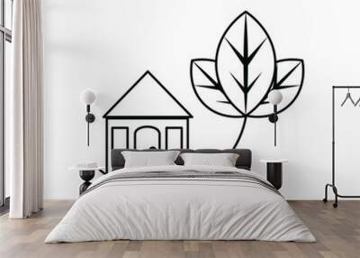 Isolated house with leaves design Wall mural