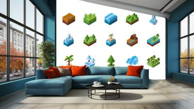 Isolated isometric nature icon set vector design Wall mural