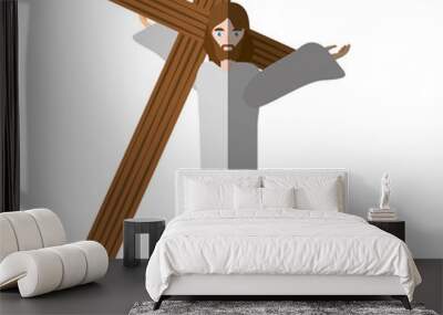 jesus christ carries cross via crucis shadow vector illustration eps 10 Wall mural