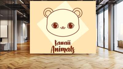 kawaii animals design with cute bear icon over yellow background, colorful design. vector illustration Wall mural