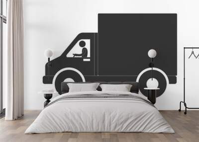 man truck delivery transport figure pictogram vector illustration eps 10 Wall mural