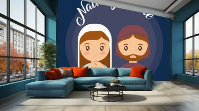 Mary joseph and baby jesus of holy family theme Vector illustration Wall mural