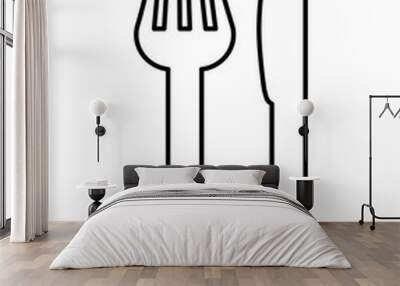 meni design. fork and knife icon. silhouette illustration. vecto Wall mural