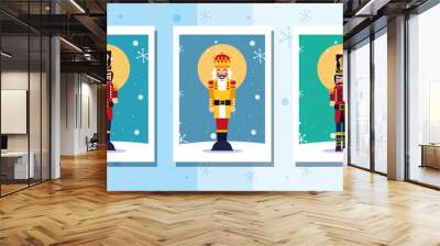 Merry christmas nutcracker and snowflakes vector design Wall mural