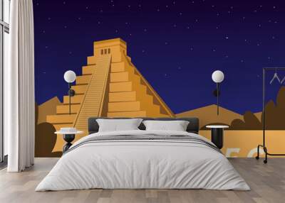 mexican pyramid ancient aztec icon design Wall mural