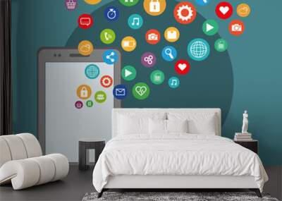 Mobile app technology icon vector illustration graphic design Wall mural