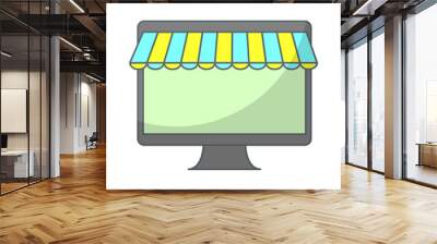 monitor computer icon over white background. shopping online concept. vector illustration Wall mural