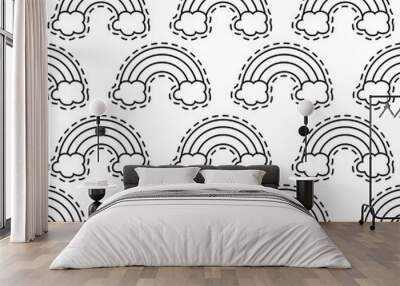 pattern of patches with rainbow and clouds Wall mural