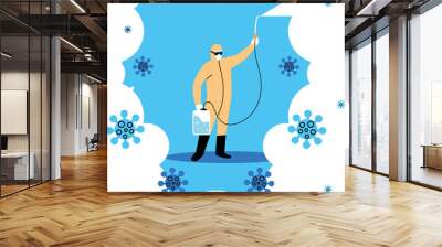 person in suit to work disinfection by covid-19 Wall mural