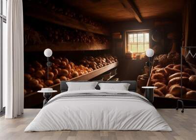 Rustic farm store offers organic gourmet meals generated by AI Wall mural