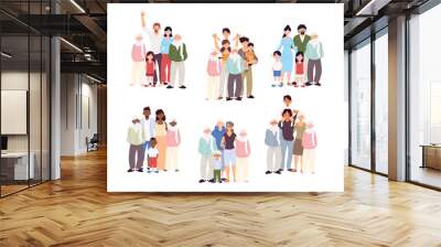 set of beautiful families, generations of families together Wall mural