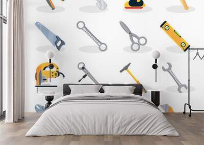 set of icons with construction tools Wall mural