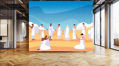 set of people in hajj pilgrimage Wall mural