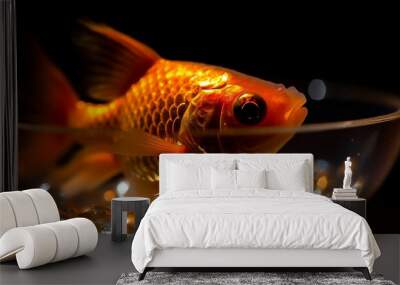 Small goldfish swimming in a freshwater pond generated by AI Wall mural