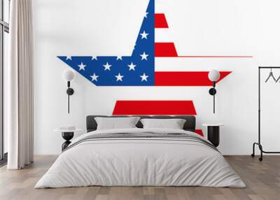 star with american flag on white background Wall mural