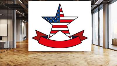 star with american flag on white background Wall mural