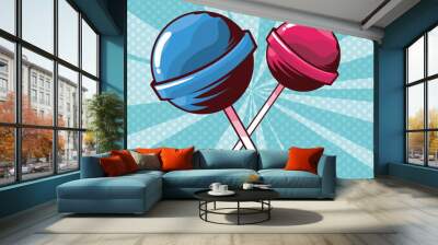 sweet lollipops candies icons Wall mural