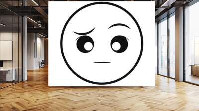 thinking smiley thin line emoticon face Wall mural