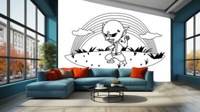 ugly troll with rainbow magic character Wall mural