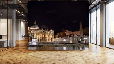 Vatican, St. Peter's Square at night Wall mural