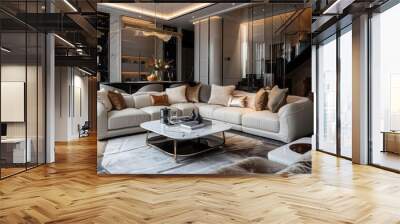 A luxurious living room surrounded by high quality furnishings Wall mural