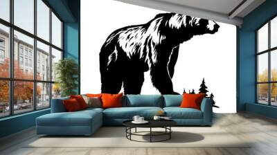 bear silhouette illustration Wall mural