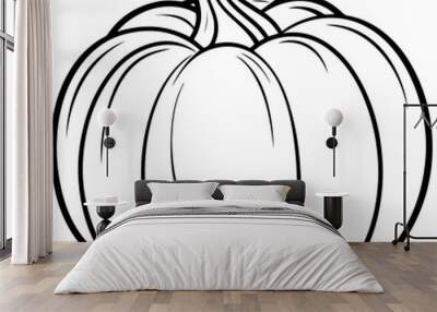 Pumpkin silhouette icon on a white background Wall mural