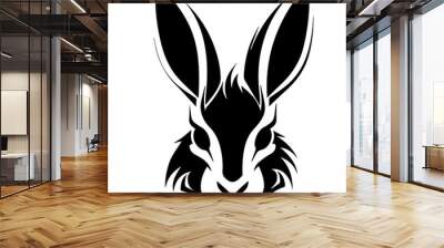 Silhouettes of easter bunny isolated on a white background Wall mural