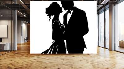 wedding couple silhouette vector template design Wall mural