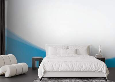 abstract white background with blue curve bottom border. Wall mural