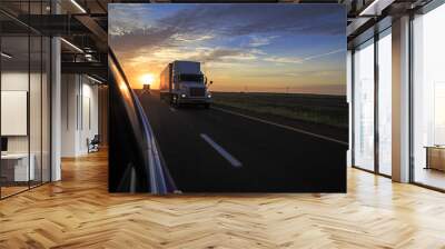 sunset trucker Wall mural