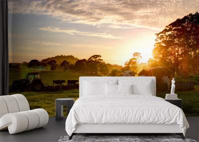 sunrise on the farm Wall mural