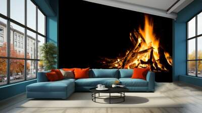 Night campfire with available space at left side. Wall mural