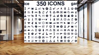 Auto service, car garage 350 isolated icons set – stock vector Wall mural