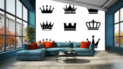 Crown set icons, collection different crown sign, silhouette crown symbol Wall mural