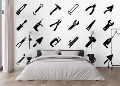 Instrument icons set. Construction tool icon collection – vector Wall mural