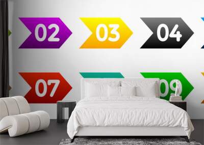 Modern colorful numbers button set multicolored – for stock vector Wall mural