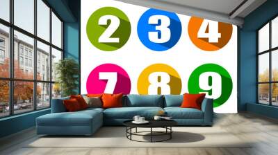 Modern colorful numbers button set multicolored – stock vector Wall mural