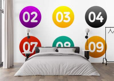 Modern colorful numbers button set multicolored – vector for stock Wall mural